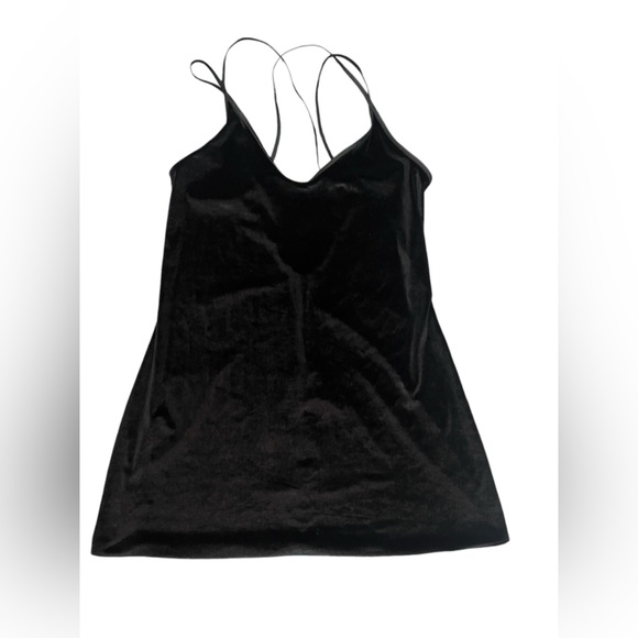 Dentelle velvet cross back strappy chemise dress vintage scoop neck open back LG - Picture 7 of 15